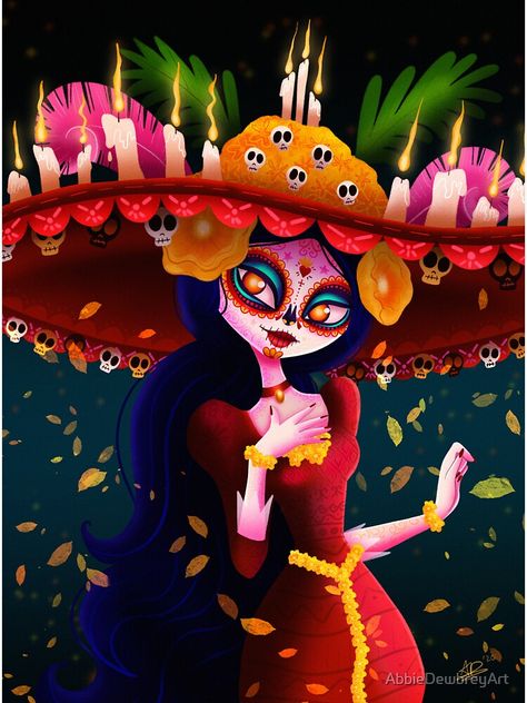 "La Muerte - The Book of Life " Sticker by AbbieDewbreyArt | Redbubble Maria Book Of Life Fanart, La Muerte Book Of Life Fanart, Book Of Life Drawings, The Book Of Life Wallpaper, Book Of Life Art, The Book Of Life Fanart, Book Of Life Fanart, La Muerte And Xibalba, La Muerte Book Of Life