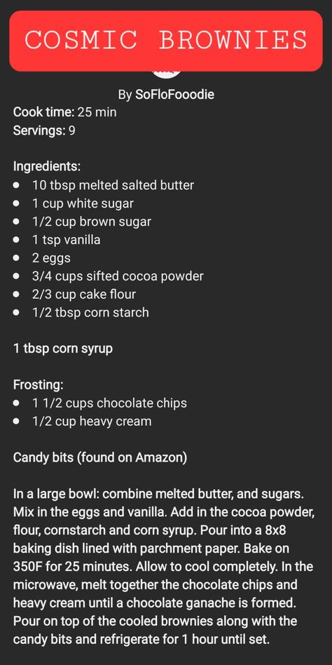 COSMIC BROWNIES Cosmic Brownie Cookies Recipe, Cosmic Brownie Recipe, Boxed Brownie Recipes, Cosmic Brownies, Cream Candy, Cookie Brownie Recipe, Box Brownies, Brownie Cookies, Cake Flour