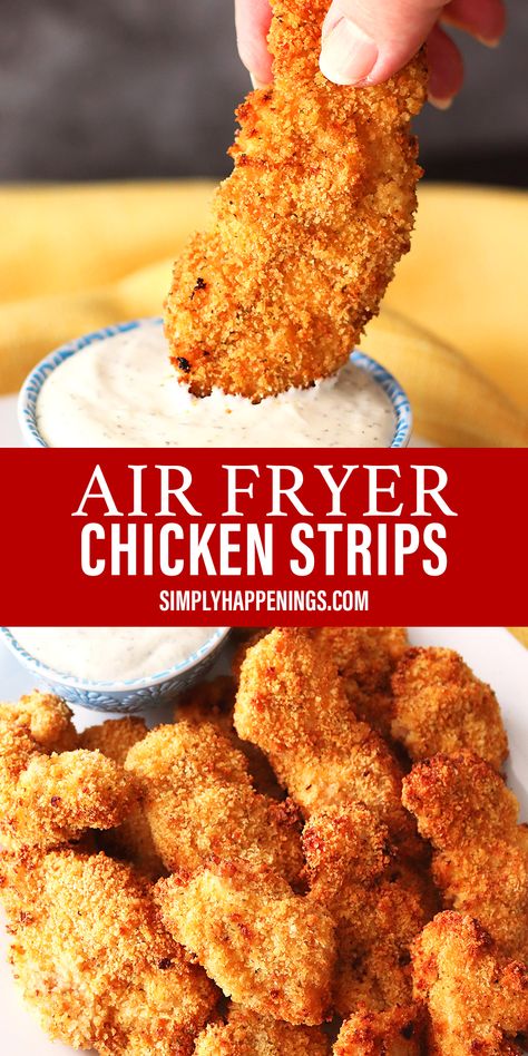 Air Fryer Chicken Strips Recipe, Air Fryer Chicken Strips, Turkey Fryer Recipes, Homemade Chicken Strips, Chicken Strips Recipe, Breaded Chicken Strips, Air Fried Chicken Tenders, Homemade Chicken Tenders, Chicken Strip Recipes