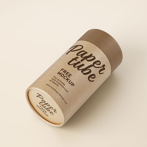 Free paper tube mockup Spices Packaging, Free Packaging Mockup, Tube Design, Box Mockup, Mockups Design, Jar Labels, Design Packaging, Creative Packaging, Packaging Mockup