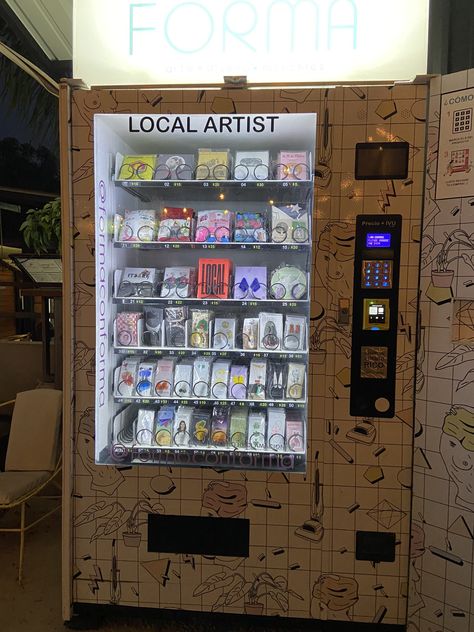 Cool Vending Machine Ideas, Vending Machine Ideas, Own Business Ideas, Vending Machine Business, Sticker Machine, Small Business Organization, Third Place, Vending Machines, Shop Layout