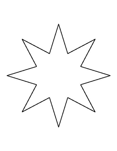 Eight point star pattern. Use the printable outline for crafts, creating stencils, scrapbooking, and more. Free PDF template to download and print at http://patternuniverse.com/download/eight-point-star-pattern/ Star Template Printable, Doodle Template, Eight Point Star, Draw Zentangle, Printable Shapes, Star Coloring Pages, Printable Star, Star Template, Shape Templates