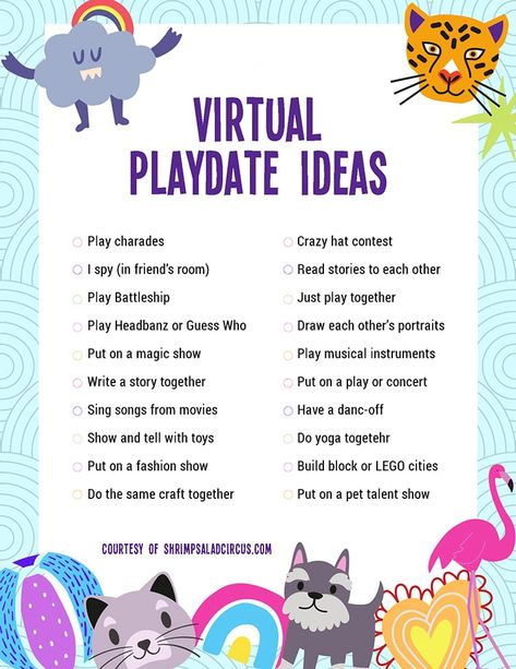 Play Date Ideas, Playdate Activities, Playdate Ideas, Uppfostra Barn, Date Activities, Virtual School, Play Date, Printable Checklist, E Mc2