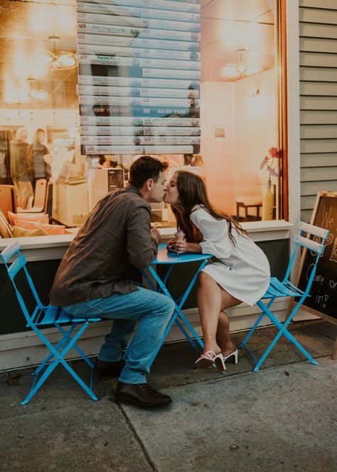 Geneseo Main Street Engagement Shoot, Ice Cream Date, Ice Cream Couples Shoot, Unique Couples Shoot Ideas, Fun Couples Photo Shoot Ideas, Engagement Photography, Geneseo NY, Rochester NY Wedding Photographer, Couples Photos, Downtown Couples Photos, Emily Watkins Photography Couple Ice Cream Pictures, Ice Cream Shop Photo Shoot Couple, Engagement Shoot Ice Cream, Main Street Engagement Photos, Ice Cream Couple Aesthetic, Engagement Picture Ideas Unique, Ice Cream Date Photoshoot, Ice Cream Couple Photoshoot, Ice Cream Date Couple