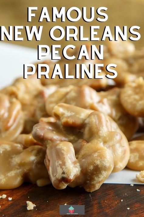 Famous New Orleans Pecan Pralines. A great Southern, New Orleans institution! Delicious buttery brown sugar candy type cookie in one, made of pecans, butter, sugar, and milk. Great for Christmas time too! Peanut Butter Pralines, Sour Cream Candied Pecans, Praline Candy Recipe New Orleans, Easy Pralines Recipe, Pecan Candy Recipe Condensed Milk, Pecan Candy Louisiana, Louisiana Pralines Recipe, Creamy Pralines Recipe, Pecan Candy Recipe