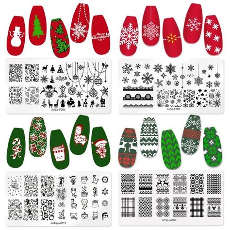 4 Pieces Christmas Nail Stamping Plates Set Snowflakes Elk Nail Art Plates Templates Christmas Tree Santa Claus Nail Stamper Xmas Snowman Printing Nail Polish Stamping Template Winter Nail Art Tools Xmas Snowman, Christmas Tree Template, Tree Santa, Nail Stamper, Nail Art Stamping Plates, Christmas Tree And Santa, Santa Claus Christmas Tree, Snowflake Nails, Nail Stamping Plates