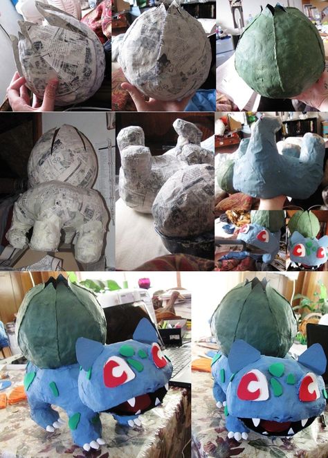 Paper mache bulbasaur. Pokemon Pinata, Pokemon Crafts, Pokémon Party, Making Paper Mache, Pokemon Craft, Creative Kids Crafts, Art Program, Pokemon Birthday Party, Crafting Inspiration