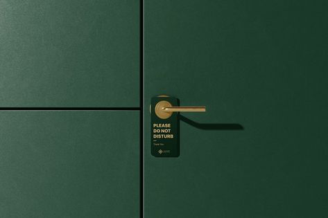 Please do not disturb sign on closed green door of hotel room with thank you text. Premium hotel door, elegant mockup, premium design. Please Do Not Disturb Sign, Do Not Disturb Sign, Please Do Not Disturb, Don't Disturb Sign, Luxury Door, Earthship Home, Premium Hotel, Hotel Door, Door Tags