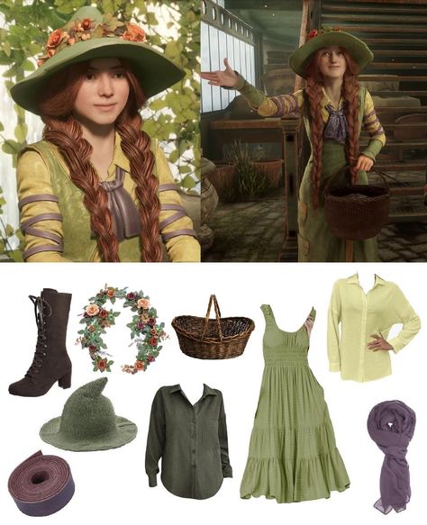 Professor Garlick, Green Witch Hat, Hogwarts Costume, Harry Potter Universe, Witchy Outfits, Hogwarts Outfits, Family Cosplay, Ren Faire Costume, Costume Guide