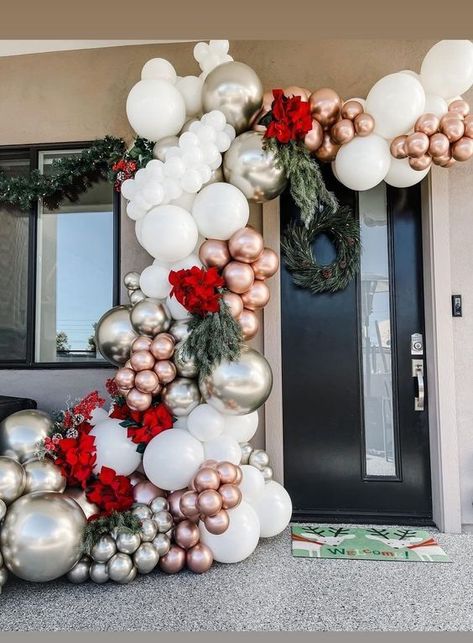 Baby Shower Balloon Arch, Christmas Bridal Showers, Christmas Balloon Decorations, Holiday Balloons, Deco Ballon, Garland Ideas, Holiday Baby Shower, Balloon Arch Kit, Christmas Party Decoration