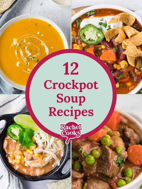 Set it and forget it! These 12 easy crockpot soup recipes will make weeknights a breeze! From vegetarian soups to hearty meaty stews, there is something for everyone on this list! Easy Crockpot Soup Recipes, Easy Crockpot Soup, Crockpot Soup, Vegan Lentil Soup, Dump Meals, Crockpot Soup Recipes, Soup Kitchen, Soup Recipes Slow Cooker, Crock Pot Soup