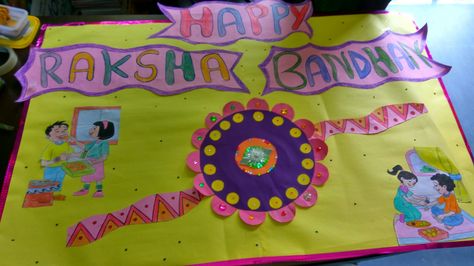 happy raksha bandhan Raksha Bandhan Design, Rakshabandhan Decoration In School, Rakhi Chart For School, Raksha Bandhan Chart For School, Raksha Bandhan Bulletin Board Ideas, Rakhi Celebration Ideas In School, Raksha Bandhan Decoration Ideas, Rakshabandhan Board Decoration, Rakhi Board Decoration Ideas