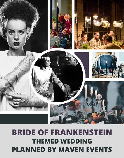 IF THE BRIDE OF FRANKENSTEIN GOT MARRIED Bride Of Frankenstein Decor, Frankenstein Wedding, Frankenstein Decor, Frankenstein And His Bride, The Bride Of Frankenstein, Minneapolis Wedding, Bride Of Frankenstein, Planning A Wedding, Wedding Reception Decorations