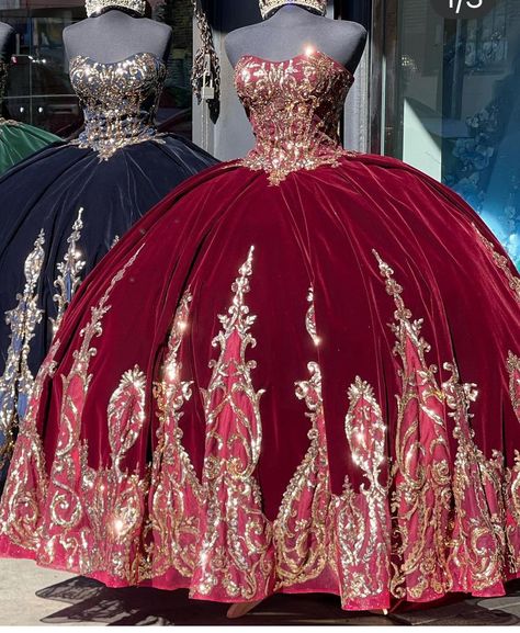 Quinceanera Red, Sweet 15 Dresses, Red Quinceanera Dresses, Sweet 15, Sweet Sixteen, Quinceanera Dresses, Red And Gold, Dress Red, 15 Dresses