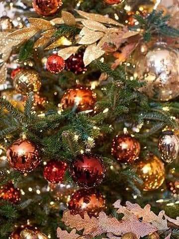 Christmas Tree Themes Colors Gold, Red And Orange Christmas, Christmas Tree Themes Colors, Orange Christmas Tree, Lodge Christmas, Red And Gold Christmas Tree, Copper Christmas, Orange Christmas, Tree Themes