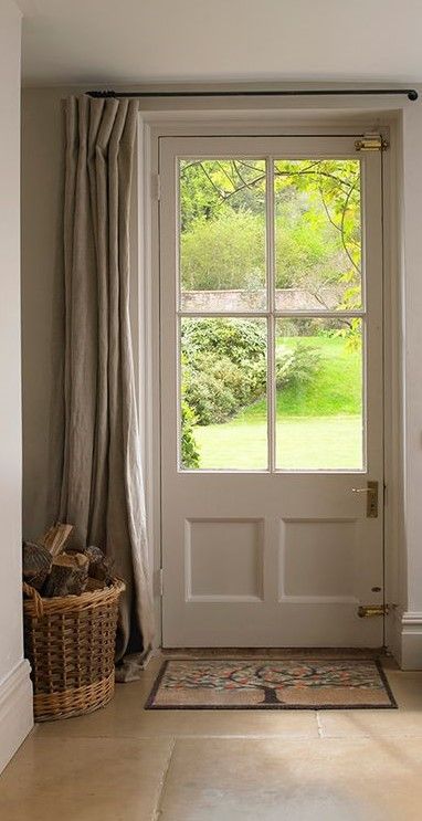 French Door Window Treatments, Front Door Curtains, Casa Country, Cottage Interiors, Door Curtains, House Inspo, House Inspiration, The Floor, My Dream Home