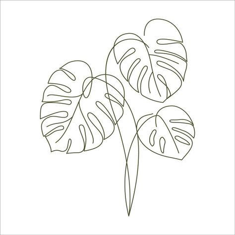 monstera delicosa plante feuilles dans linéaire dessin icône. monstera plante dans une pot linéaire icône. monstera feuilles ligne art. vecteur illustration Line Plant Drawing, Monstera Leaf Tattoos, How To Draw Monstera Leaf, Simple Monstera Drawing, Tattoo Vector Art, Plant Line Tattoo, Monstera Sketches, Drawing Monstera Leaf, Monstera Tattoo Ideas