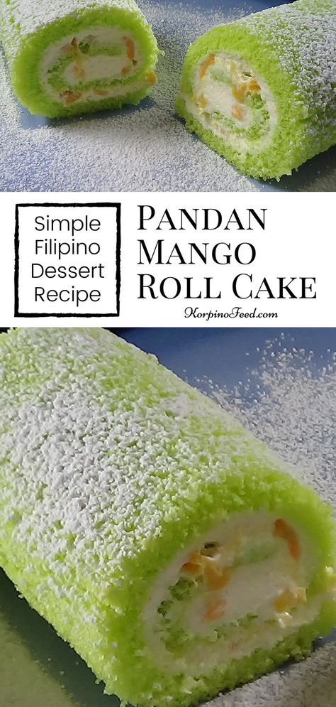 Asian Food Easy, Dessert Rolls Cake, Roll Cake Recipe, Easy Filipino Recipes, Filipino Dessert Recipes, Pinoy Dessert, Asian Dessert Recipes, Pandan Cake, Filipino Food Dessert