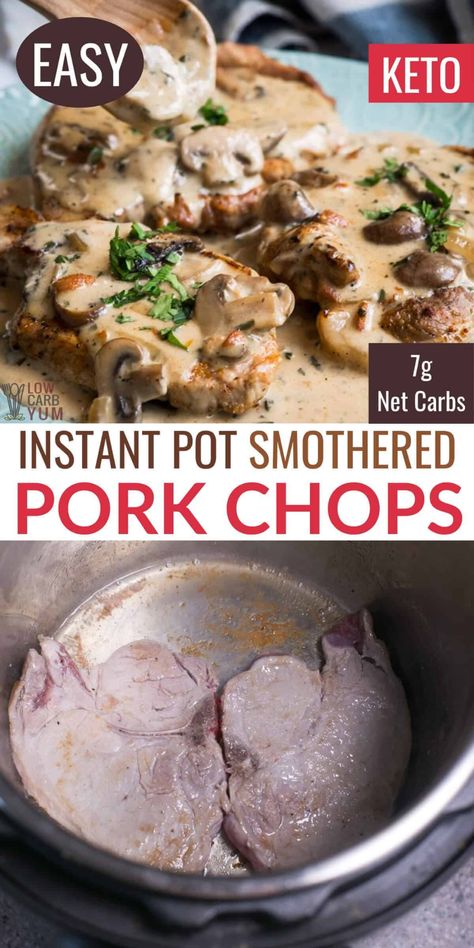 Pressure Cooker Smothered Pork Chops, Instant Pot Recipes Pork, Instant Pot Smothered Pork Chops, Instapot Pork Chops, Keto Instant Pot Recipes, Low Carb Instant Pot Recipes, Smothered Pork Chops Recipe, Pork Dinners, Family Dinner Recipe