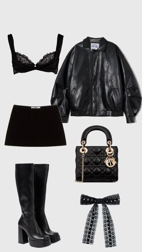 #ootd #outfitinspo #whattowear #lbd #bratop #miniskirt #blackminiskirt #miniskirtoutfit #leatherjacket #boots #platformboots #miami #cluboutfit #barhopping #vegas #nyfw #dior #versace #fashion #nyc Dua Lipa Concert Outfit Ideas 2024, Dua Lipa Concert Outfit Ideas, Black Miniskirt Outfits, Sweat Tour, Nyfw Outfits, Dior Outfit, Versace Fashion, Shein Outfits, Cute Lazy Day Outfits