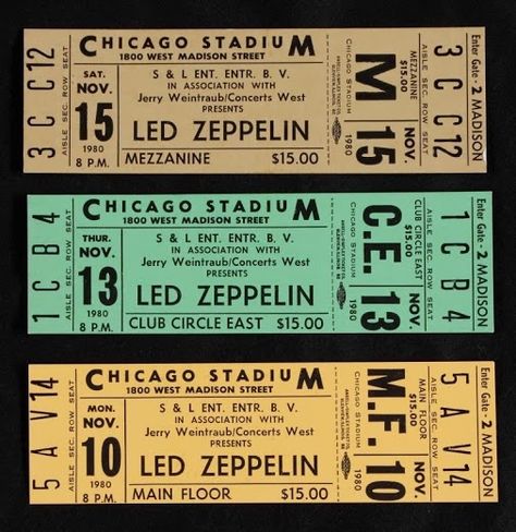 Festival Ticket Design, Festival Ticket, Led Zeppelin Concert, Vintage Ticket, John Bonham, Ticket Design, Musical Band, Jimmy Page, Robert Plant