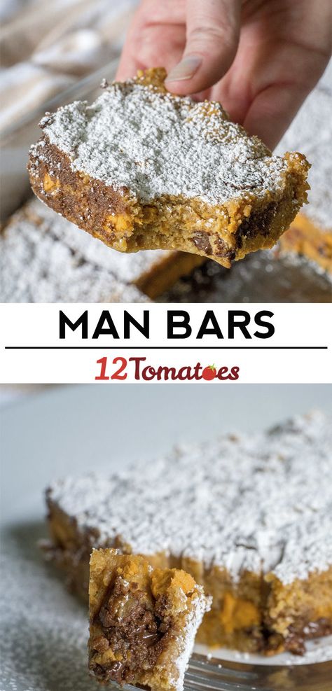 So-Easy-A-Man-Could-Make-’Em Man Bars Man Bars, Sweet Bar, 12 Tomatoes, Butterscotch Chips, Bar Cookies, Cake Bars, A Piece Of Cake, Brownie Bar, Piece Of Cake