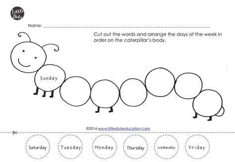 The Very Hungry Caterpillar Theme: Free Days of the Week Printables an Free Days Of The Week Printables, Days Of The Week Printables, Days Of The Week Flashcards, Days Of The Week Activities, Caterpillar Preschool, Caterpillar Activities, September Preschool, Hungry Caterpillar Activities, Pre K Worksheets