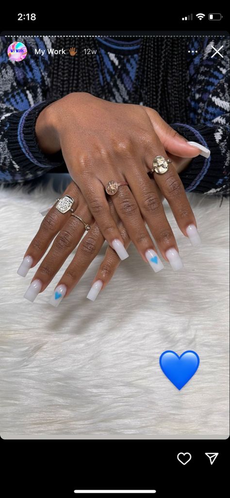 Acrylic Nail Blue, Powder Blue Nails, Plain Acrylic Nails, Baby Blue Acrylic Nails, White Short Nails, Blue And White Nails, Light Blue Nails, Tapered Square Nails, Baby Blue Nails