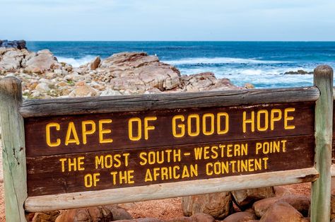 The wooden sign marking the Cape of Good Hope, the most southwestern point in Africa Sud Africa, Cape Of Good Hope, Africa Trip, Cape Point, African Travel, Africa Do Sul, South Africa Travel, Final Destination, Garden Route