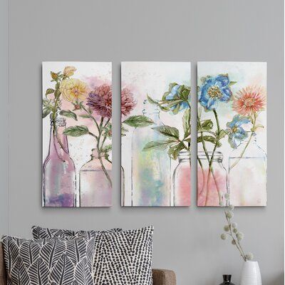 Multi Canvas Painting, Bottle Collection, 3 Piece Painting, Painting Canvases, Vintage Bottle, Bottle Painting, Online Art Gallery, Art Sur Toile, Floral Art