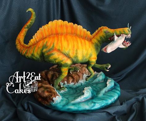 Dino Cakes, Chocolate Chocolate Cake, Spinosaurus Aegyptiacus, Dinosaur Cakes, Jurassic Park Birthday Party, Dinosaur Birthday Theme, Jurassic Park Birthday, Boy Cakes, Dino Cake