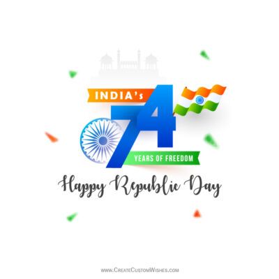 We are offering you to create online customized Happy 74th Republic Day wishes image, photo frames and greeting cards Free for you. you can add / edit / write your name, text messages, quotes, company logo, your personal images and whatever you want to make most beautiful Indian Republic Day greeting cards and wishes. Text Messages Quotes, 74th Republic Day, Republic Day Message, Republic Day Of India, Republic Day Wishes, Indian Republic Day, Greeting Card Maker, Republic Day India, Happy Republic Day