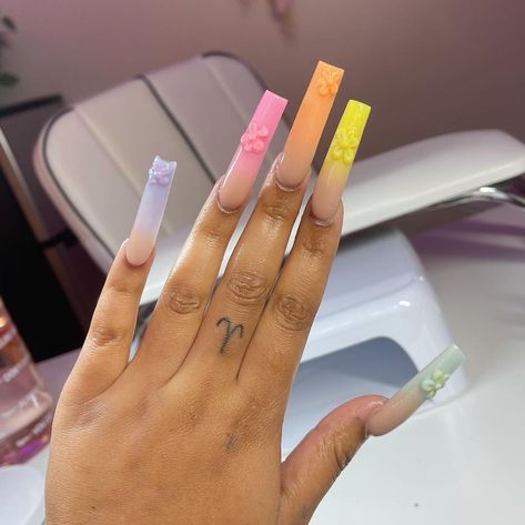 Mylar Nails, Color For Nails, Acrylic Toe Nails, Pink Ombre Nails, Long Acrylic Nail Designs, Baddie Nails, Claw Nails, Glow Nails, Dope Nail Designs