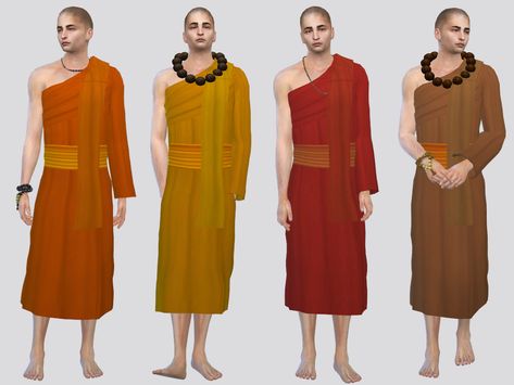 The Sims Resource - Temple Monk Robe (REQUEST) Sims 4 Indian Cc Male, Sims 4 Cc Desert Clothes, Sims 4 Avatar The Last Airbender, Medieval Apocalypse, Desert Clothing, Cc Clothing, Traditional Asian Clothing, Greek Goddess Dress, Urban Jeans