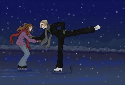 cute ice skating scene from "Isolation" by Bex-Chan... Isolation Bex Chan Fanart, Isolation Dramione Fanart, Isolation Fanart, Isolation Dramione, Shifting Inspiration, Potter Fanart, Sophia Rose, Dramione Fan Art, Photoshop 7