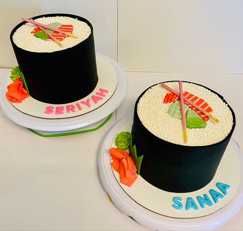 Sushi Cake Birthday, Sushi Cake, Mc Donald's, Japanese Birthday, Sushi Party, Kids Cakes, Fondant Cake, Fondant Cakes, Kids Cake