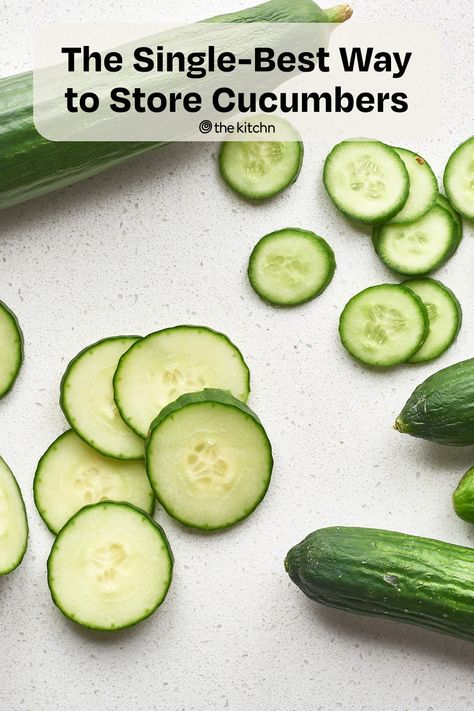 Find out the best method for storing cucumbers to keep them crisp and fresh for 2 weeks.Find out the best method for storing cucumbers to keep them crisp and fresh for 2 weeks. Storing Cucumbers, Store Cucumbers, How To Store Cucumbers, Fridge Shelves, Persian Cucumber, Cooking Hacks, Pickling Cucumbers, English Cucumber, Food Tips