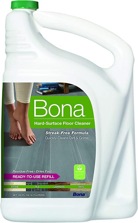 Bona Stone, Tile and Laminate 160 fl. oz Bona Floor Cleaner, Marble Floor Cleaner, Laminate Floor Cleaner, Bona Floor, Floor Cleaning Hacks, Murphys Oil Soaps, Hardwood Tile Floor, Homemade Cleaners Recipes, How To Clean Laminate Flooring