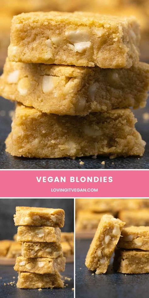 Vegan Blondie, Vegan Blondies, Vegan Recipes For One, Vegan Chocolate Brownies, Funny Spanish, Sweet Foods, Vegan Bar, Vegan Holiday, Cookie Bar