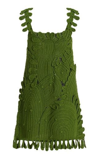 Women's Oscar De La Renta Spring Summer 2024 Collection | Moda Operandi Knitting Room, Crochet Top Dress, Crochet Top Outfit, Knitting Paterns, Crochet Shop, Green Cactus, Freeform Crochet, Crochet Dress Pattern, Crochet Clothes Patterns