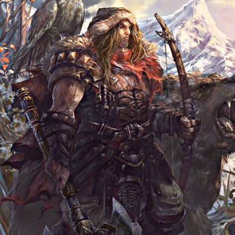 Barbarian druid Arte Viking, Dungeons And Dragons Characters, Fantasy Male, Fantasy Warrior, Animal Companions, Fantasy Rpg, Fantasy Inspiration, Medieval Fantasy, Long Live