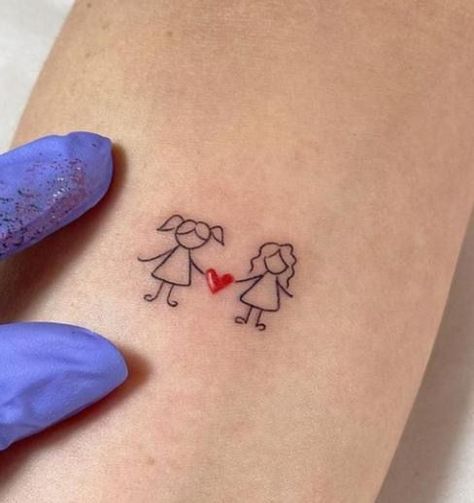 Stick Figure Tattoo, Cousin Tattoos, Maching Tattoos, Twin Tattoos, Matching Friend Tattoos, Sisters Tattoo, Matching Sister Tattoos, Mommy Tattoos, Tasteful Tattoos