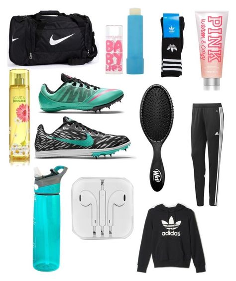 What To Put In My Sports Bag, Whats In My Track Bag, Track Bag, Track Outfits, Gym Bag Essentials, Nike Running Shoes Women, Track Meet, Navy Nike, Wet Brush