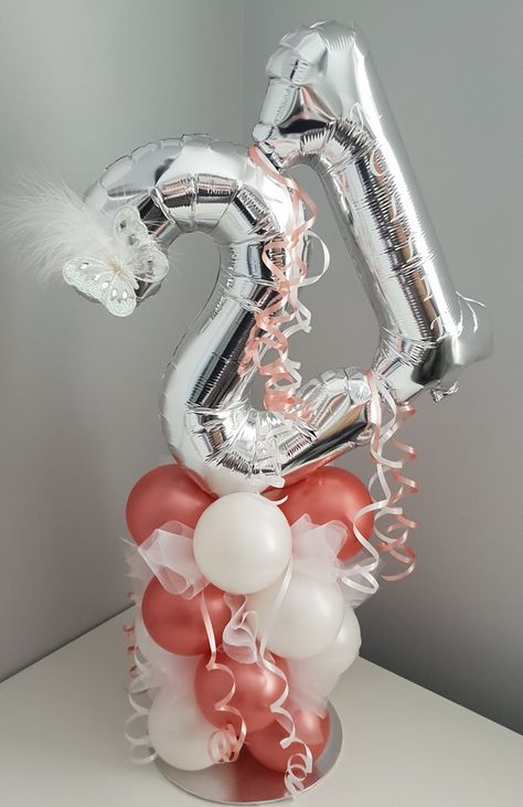 21st Birthday Balloon Ideas, 21st Balloons, 21st Birthday Balloons, 21 Balloons, Balloon Pillars, Birthday Vibes, 21st Birthday Decorations, Happy 21st Birthday, Birthday Party 21