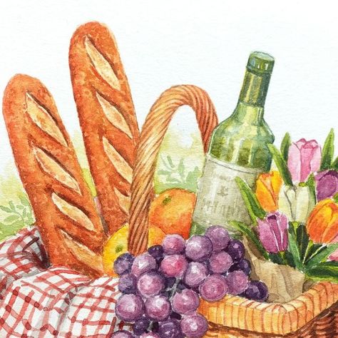 Nianiani on Instagram: "I've finally released another @Skillshare class! This Picnic Basket is more challenging than my usual classes, but I've broken it down into 8 painting sessions that you may break apart into separate days to fit into your schedule! Hope you guys enjoy! . . . . . #watercolor #watercolour #watercolorpainting #watercolorart #watercolortribe #worldofartists #instaart #watercolor_daily #watercolortutorial #worldwatercolorgroup #worldofart #watercolor_art #watercolor_art #waterc Fruit Bowl Watercolor, Watercolor Basket, Macbook Widgets, Italy Collage, Watercolor Picnic, Creative Moodboard, Market Booth, Skillshare Classes, Water Drawing