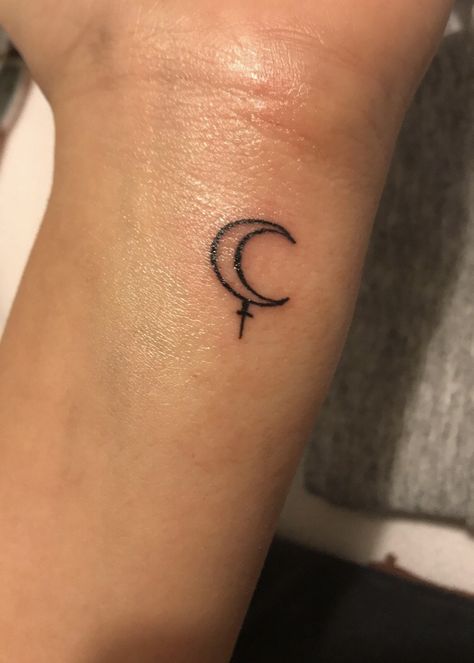 Lilith Symbol Tattoo, Lilith Tattoo, Lilith Symbol, Unique Forearm Tattoos, Tattoo On Wrist, Stick Poke Tattoo, Mystical Tattoos, Crystal Makeup, Symbol Tattoo