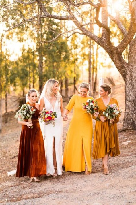 Yellow Gold Bridesmaid Dresses, Mustard Yellow Bridesmaid Dresses, Bridesmaids Colours, Mustard Bridesmaid, Mustard Bridesmaid Dresses, Mustard Yellow Bridesmaid Dress, Wedding Redo, Ice Blue Bridesmaid Dress, Mismatched Dresses