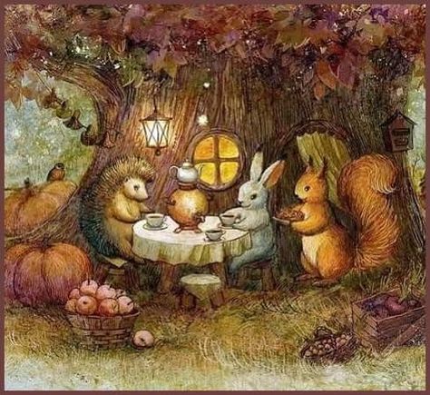 Storybook Art, Art Mignon, Winter Decorations, Autumn Illustration, Art Et Illustration, Fairytale Art, Woodland Creatures, Autumn Art, Childrens Art