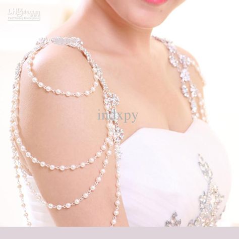 shoulder+jewelry+images | Bride jewelry shoulder chain diamond epaulets Red Pearl multilayer ... Chain Headdress, قلادات متدلية, Body Necklace Chain, Shoulder Jewelry, Bridal Shrug, Shoulder Necklace, Crystal Wedding Jewelry, Bridal Bolero, Bridal Women