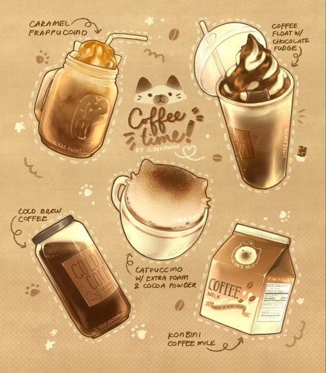 Food Doodles, 귀여운 음식 그림, Food Drawings, Foodie Art, Food Infographic, Food Artwork, Food Illustration Art, Caramel Coffee, Cute Food Drawings